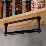 Kitchen Paper Holder Under Cabinet Screw Wall Mount Adhesive Paper Towel Holder Rectangle Black - Close-Up Angle