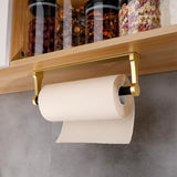 Kitchen Paper Holder Under Cabinet Screw Wall Mount Adhesive Paper Towel Holder Rectangle Gold - Front View