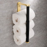 Kitchen Paper Holder Under Cabinet Screw Wall Mount Adhesive Paper Towel Holder Rectangle Gold - Rear View