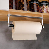 Kitchen Paper Holder Under Cabinet Screw Wall Mount Adhesive Paper Towel Holder Rectangle Silver - Front View