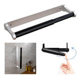 Kitchen Paper Holder Under Cabinet Screw Wall Mount Adhesive Paper Towel Holder Rectangle Silver - Side View
