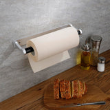 Kitchen Paper Holder Under Cabinet Screw Wall Mount Adhesive Paper Towel Holder Rectangle Silver - Close-Up Angle