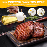 600ml Dual-Function Glass Oil Sprayer Dispenser for Cooking, Baking, and BBQ - White - Side View