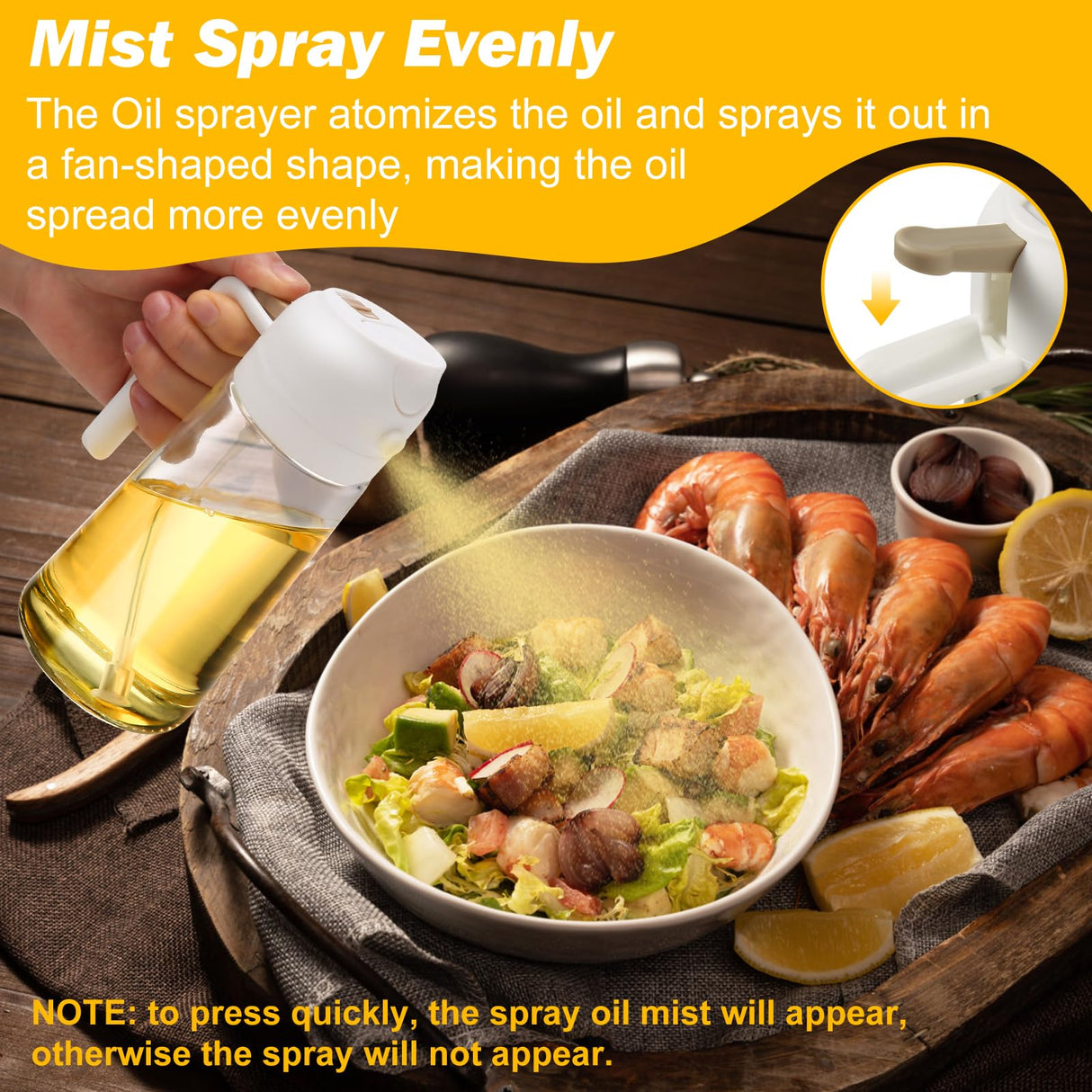 600ml Dual-Function Glass Oil Sprayer Dispenser for Cooking, Baking, and BBQ - White