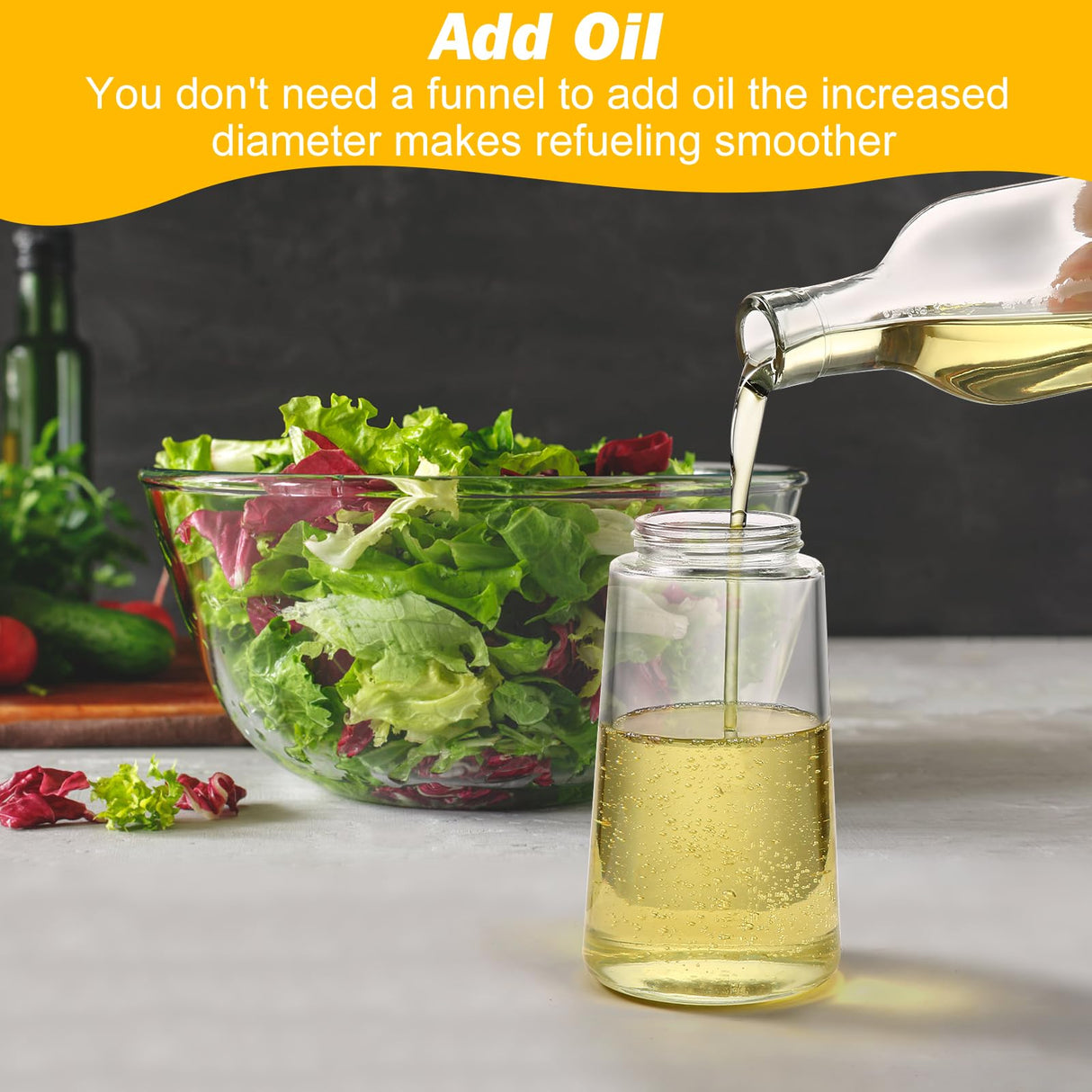 600ml Dual-Function Glass Oil Sprayer Dispenser for Cooking, Baking, and BBQ - White