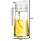 600ml Dual-Function Glass Oil Sprayer Dispenser for Cooking, Baking, and BBQ - White - Close-Up Angle