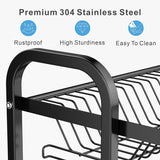 Dish Rack 2 Tier Dish Dryer Drainer Stainless Steel Dish Drying Rack Drip Trays Side Holder Kitchen Storage Save Space - 45-Degree Angle