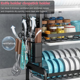 Dish Rack 3 Tier Dish Dryer Drainer Stainless Steel Dish Drying Rack Drip Trays Side Holder Kitchen Storage Save Space - Top-Down View