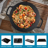 Korean Grill Pan Nonstick 6 Layer 40cm Round BBQ Griddle Indoor or Outdoor Cooking - Close-Up Angle