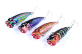 4X 6.5cm Popper Poppers Fishing Lure Lures Surface Tackle Fresh Saltwater - Top-Down View
