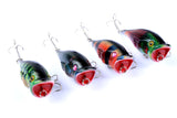 4X 6.5cm Popper Poppers Fishing Lure Lures Surface Tackle Fresh Saltwater - Front View