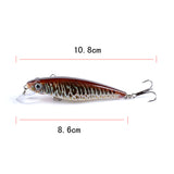 6x Popper Poppers 8.6cm Fishing Lure Lures Surface Tackle Fresh Saltwater - Rear View