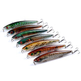 6x Popper Poppers 9.3cm Fishing Lure Lures Surface Tackle Fresh Saltwater - Top-Down View