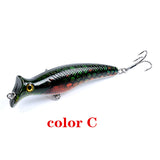 6x Popper Poppers 12.4cm Fishing Lure Lures Surface Tackle Fresh Saltwater - Side View