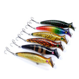 6x Popper Poppers 12.4cm Fishing Lure Lures Surface Tackle Fresh Saltwater - Top-Down View