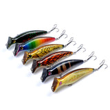 6x Popper Poppers 12.4cm Fishing Lure Lures Surface Tackle Fresh Saltwater - 45-Degree Angle