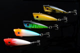 5X 6cm Popper Poppers Fishing Lure Lures Surface Tackle Fresh Saltwater - Top-Down View