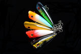 5X 6cm Popper Poppers Fishing Lure Lures Surface Tackle Fresh Saltwater - 45-Degree Angle
