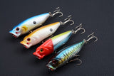 4X 8cm Popper Poppers Fishing Lure Lures Surface Tackle Fresh Saltwater - Top-Down View