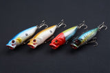 4X 8cm Popper Poppers Fishing Lure Lures Surface Tackle Fresh Saltwater - 45-Degree Angle