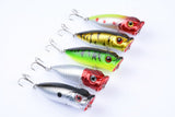 5X 6.5cm Popper Poppers Fishing Lure Lures Surface Tackle Fresh Saltwater - Top-Down View