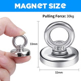 Heavy Duty Magnetic Hooks 30KG Countersunk Hole Eyebolt Kitchen, Office and Garage - Front View
