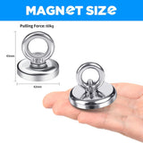 Salvage 60KG Recovery Magnet Hook Countersunk Hole Eyebolt Treasure Hunting Fishing - Front View