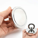 Salvage 115KG Recovery Magnet Hook Countersunk Hole Eyebolt Treasure Hunting Fishing - Front View