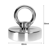 Salvage 115KG Recovery Magnet Hook Countersunk Hole Eyebolt Treasure Hunting Fishing - Top-Down View