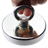 340KG Neodymium Recovery Magnet with Eyebolt and Countersunk Hole for Treasure Hunting and Fishing - Side View