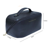 Large Travel Cosmetic Bag Portable Make up Makeup Bag Waterproof PU Leather Storage Black - Side View
