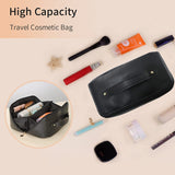 Large Travel Cosmetic Bag Portable Make up Makeup Bag Waterproof PU Leather Storage Black - 45-Degree Angle