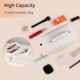 Large Travel Cosmetic Bag Portable Make up Makeup Bag Waterproof PU Leather Storage White - Side View