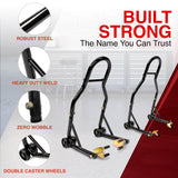 Motorcycle Universal Paddock Front & Rear Stand Lift Fork Stand Rear Wheel Swingarm Spool - Top-Down View