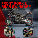 Motorcycle Universal Paddock Front & Rear Stand Lift Fork Stand Rear Wheel Swingarm Spool - Low Angle