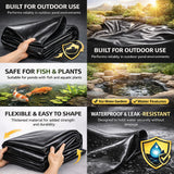 Heavy Duty 0.5mm HDPE Pond Liner Waterproof Sheet 4.5m x 6m for Garden & Fish Ponds - 45-Degree Angle
