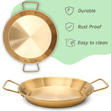 30cm seafood Paella Pan with Riveted Chrome Plated Handles Dishwasher Safe - Side View