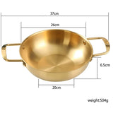 26cm Gold Seafood Paella Pan with Riveted Chrome Plated Handles Dishwasher Safe - Front View