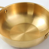 26cm Gold Seafood Paella Pan with Riveted Chrome Plated Handles Dishwasher Safe - 45-Degree Angle