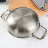 26cm seafood Silver Paella Pan with Riveted Chrome Plated Handles Dishwasher Safe - Side View