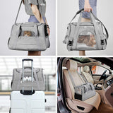 Pet Carrier Bag Travel Bag for Cats and Small Dogs Cozy Bed, Shoulder Strap - Rear View