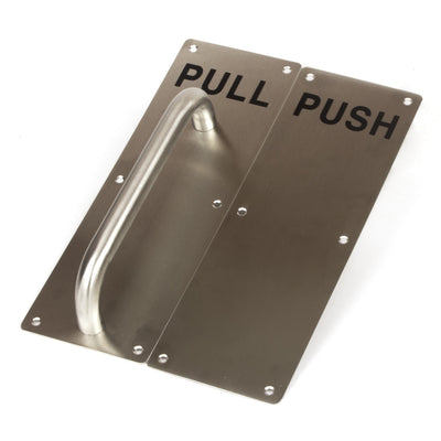 304 Stainless Steel  Commercial Door Pull Push Handle Plate Set for Bathrooms, Stairwell Fire Doors etc