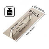 304 Stainless Steel  Commercial Door Pull Push Handle Plate Set for Bathrooms, Stairwell Fire Doors etc - Front View