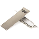 304 Stainless Steel  Commercial Door Pull Push Handle Plate Set for Bathrooms, Stairwell Fire Doors etc - Side View
