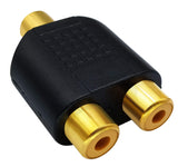 Gold-Plated RCA Female Coupler for Dual Channel Stereo Audio Transmission - Side View