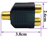 Gold-Plated RCA Female Coupler for Dual Channel Stereo Audio Transmission - Top-Down View