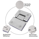 Shower Glass Door Gate Hinge 304 Stainless Steel 180 Degrees Polished Chrome Finish - 45-Degree Angle
