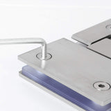 Shower Glass Door Gate Hinge 304 Stainless Steel 180 Degrees Polished Chrome Finish - Close-Up Angle