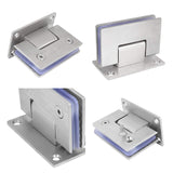 90 Degree Glass Door Cupboard Showcase Cabinet Clamp Glass Shower Doors Hinge 304 Steel - Side View