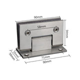 90 Degree Glass Door Cupboard Showcase Cabinet Clamp Glass Shower Doors Hinge 304 Steel - Top-Down View